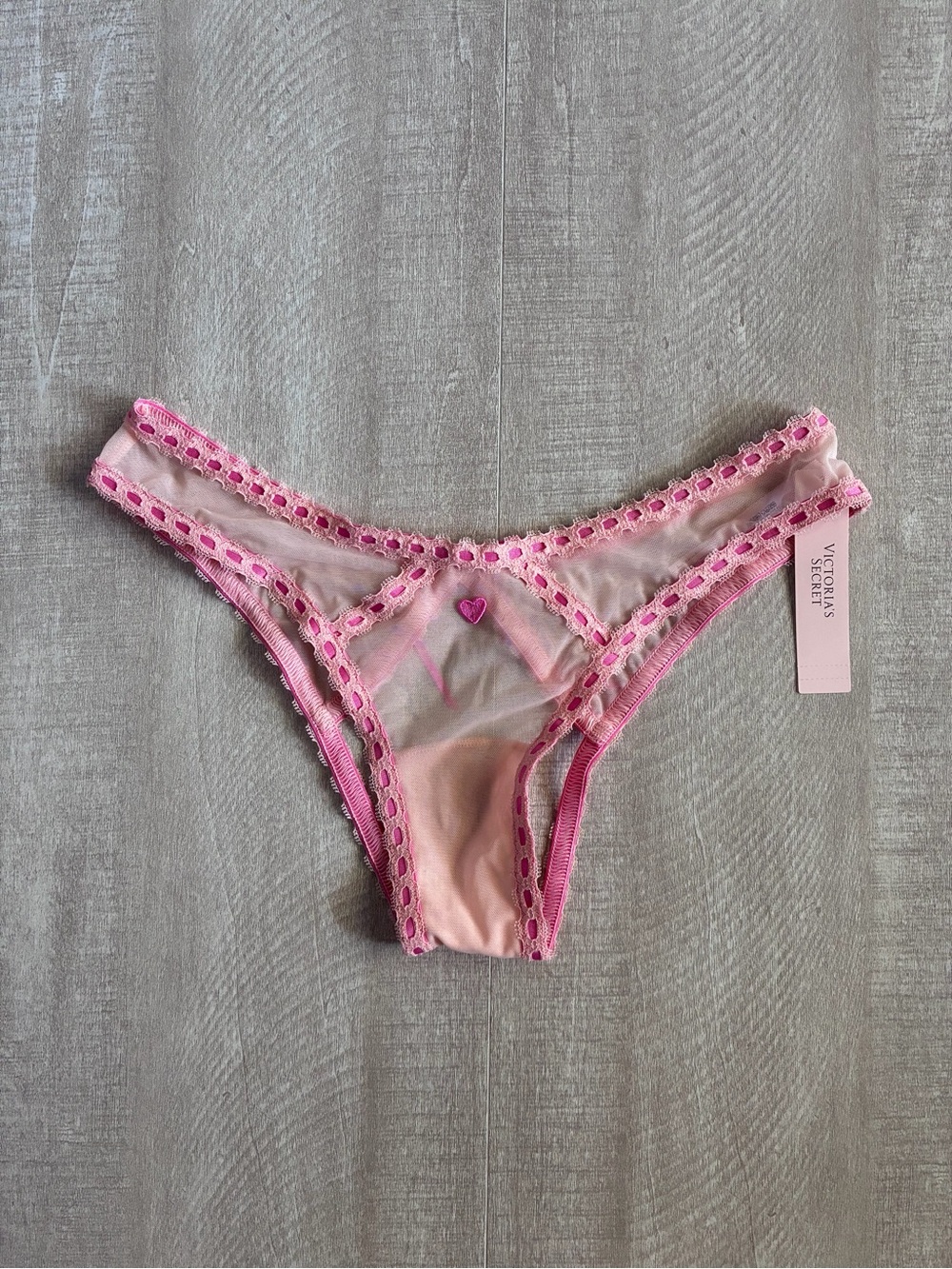 Victoria's Secret Sheer Ribbon Slot Open Back Brazilian Panty XS